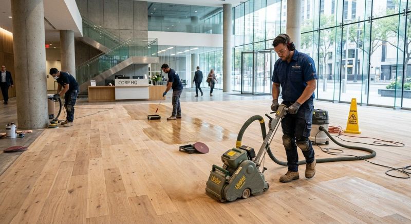 Our team working on Wood Floor Service projects in Wexford, PA